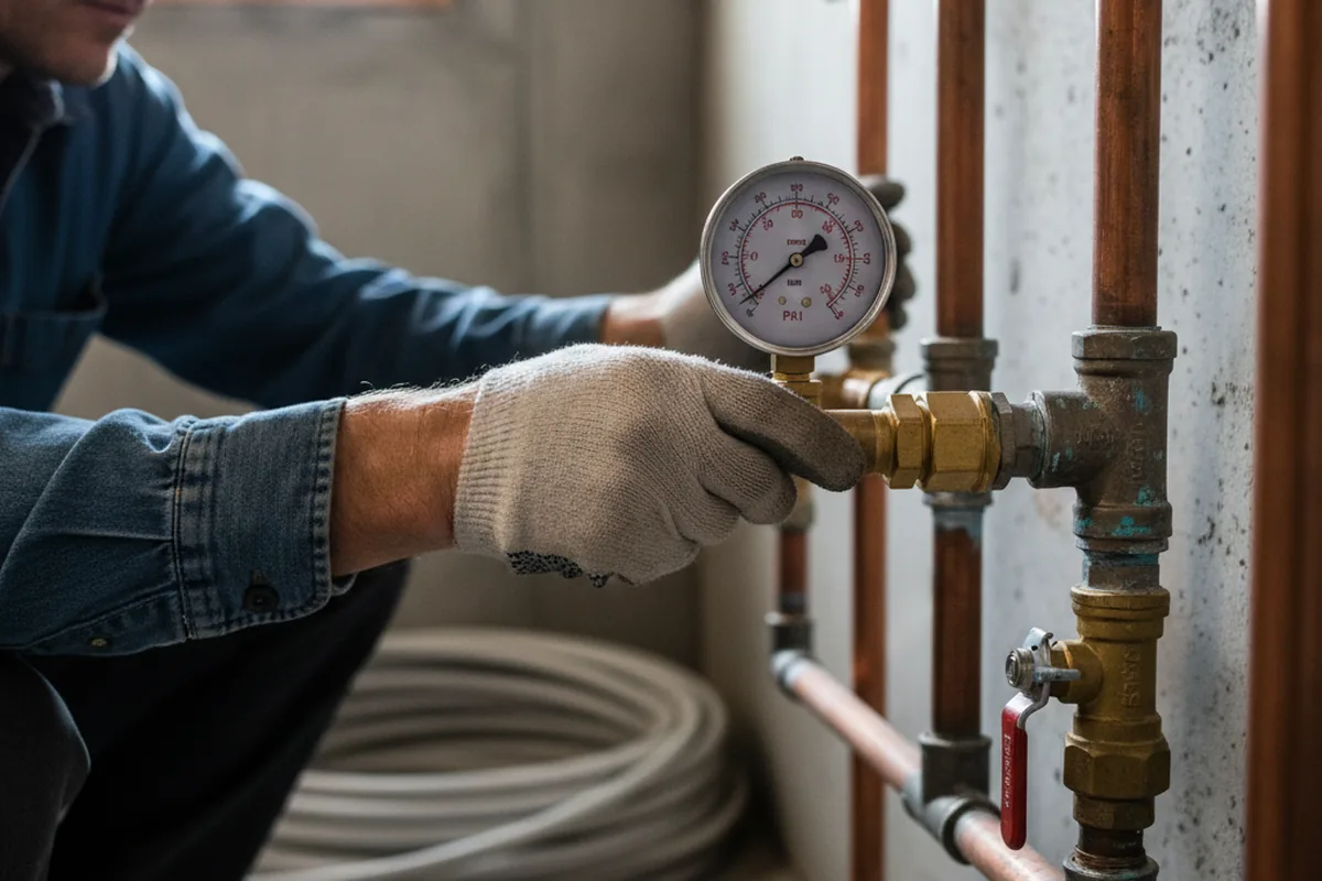 Pressure testing a repaired line during Water Line Repair in Prather